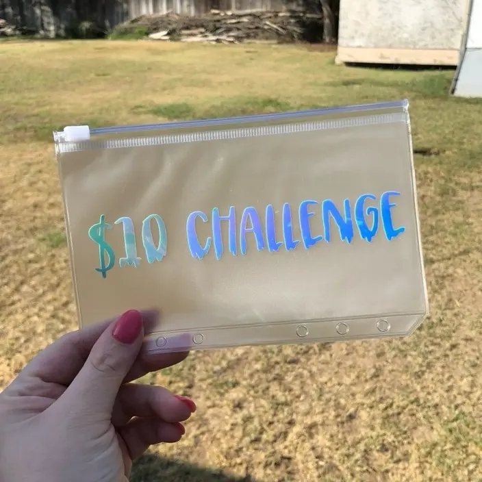 10 dollar savings challenge WITH custom vinyl envelope (rainbow)