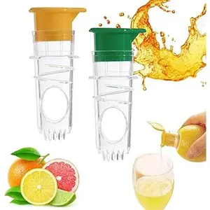 Lemon Squeezer 2 PCS Screw Top Manual Lime Juice Extractor Clear with Lid Built-In Filter, Portable Compact Plastic Orange Citrus Press Juicer For Cocktails Handheld Screw in Lemon Twist Squeezer