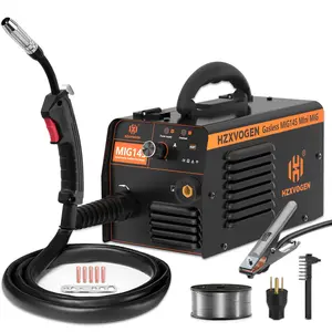 HZXVOGEN 145A MIG Welder 110V/220V Flux Core Welder Dual Voltage Gasless MIG Welding Machine IGBT Inverter Portable Welder Machine