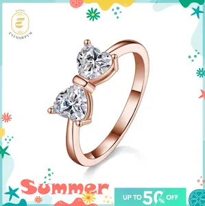 Moissanite 1.6ct Heartfelt Connection Bow Knot Ring Wedding Engagement Anniversary Valentine's Day Birthday Gift Daily Wear