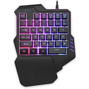 F-KBB03  One Handed Gaming Keyboard RGB Backlit 35 Keys Portable Mini Gaming Keypad Ergonomic Game Controller for PC Gamer