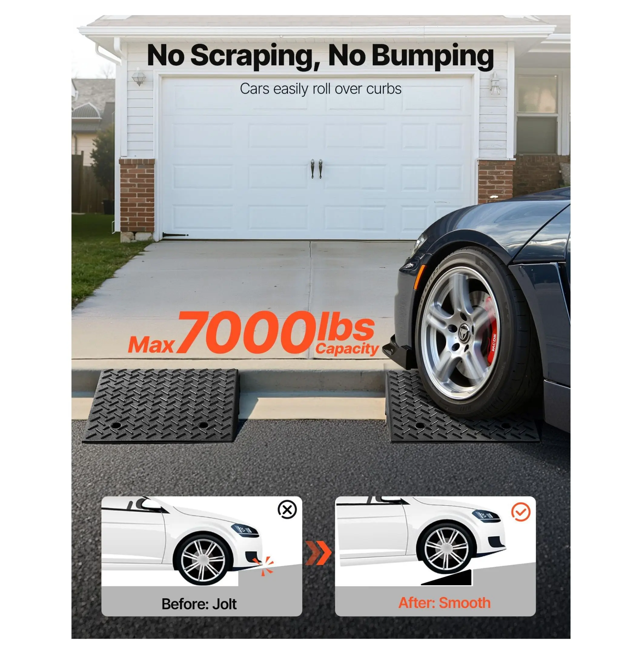 Driveway Curb Ramps - 7000 lbs Capacity - Heavy Duty 7" Rise - 2 Pack Default