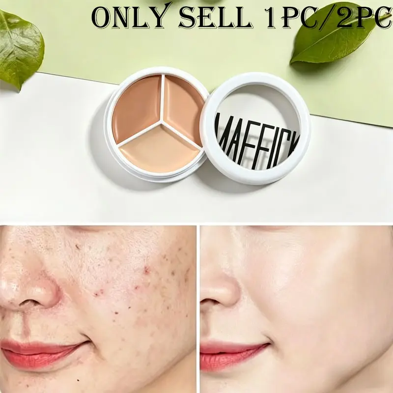 Tri-color Concealer & Color Corrector Palette Even Skin Tone for All Skin Types Moisturizing Formula Non-drying Natural-looking Flawless Makeup