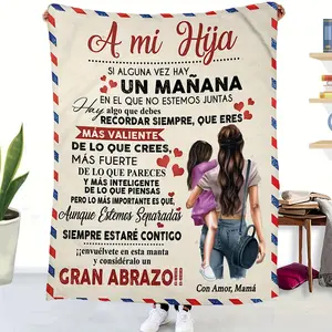 A Modern Spanish Love Letter to Daughter's Blanket, Flannel Woven, Multifunctional Blanket, Suitable for Sofa, Bed, Office, Home Decoration, All-Season Comfortable Tear-Resistant Bedding, ideal Birthday Gift for Girls