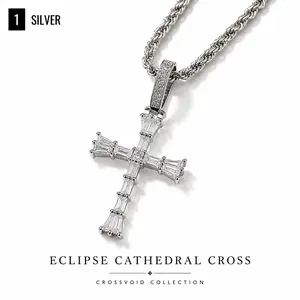 Eclipse Cathedral Baguette Cross Necklace for Men