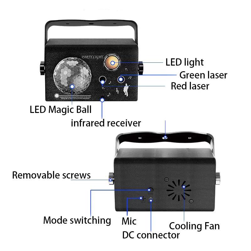 1pc 3-in-1 Square Disco Light Modern Black Style Sound Activated Strobe Multi-Mode Party Lamp for Home, KTV, Stage, and DJ Events