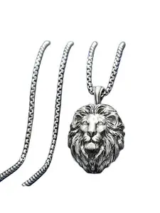 Vintage Punk Bold and Distinctive Design Lion Head Pendant Necklace, Men's Stainless Steel Animal Jewelry, Versatile Wear, Durable and Fashionable Accessory For All Seasons, All Seasons Casual Style