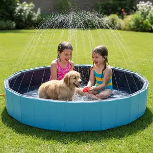 Pet Outdoor Water Play Fountain, Dog Pet Bath Pool Collapsible Dog Pet Pool Bathing Tub Kiddie Pool Doggie Wading Pool Portable Swimming Pool for Puppy Small Medium Large Dogs Cats and Kids