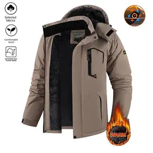 OutdoorKing Warm Men's Winter Snow Jacket with Fleece Lining Waterproof Windproof Hooded Thermal Outdoor Coat for Skiing Hiking Camping Fishing Mountaineering Travel