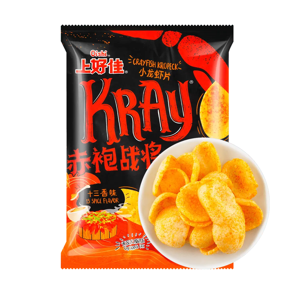 OISHI Crayfish Chips - 13 Spices Flavor, 70g Snack Pack - Savory & Spicy Chinese Inspired Flavor