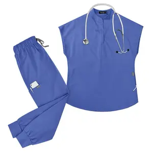 Health Care Worker 2-Piece Sleeveless Top & Jogger Pants Set, Polyester-Spandex-Rayon Fabric, Body Care Uniform