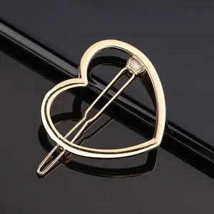 2pcs Golden Hair Accessories for Women, Including A Simple Heart-shaped Hair Clip and A Ponytail Clip, Hairclip