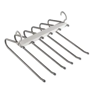 Durable Clothes Hangers Stainless Steel, 6 Tiers For Hanging Trousers and Organizer Clothing, Multifunctional Foldable Anti-slip Hangers Pack