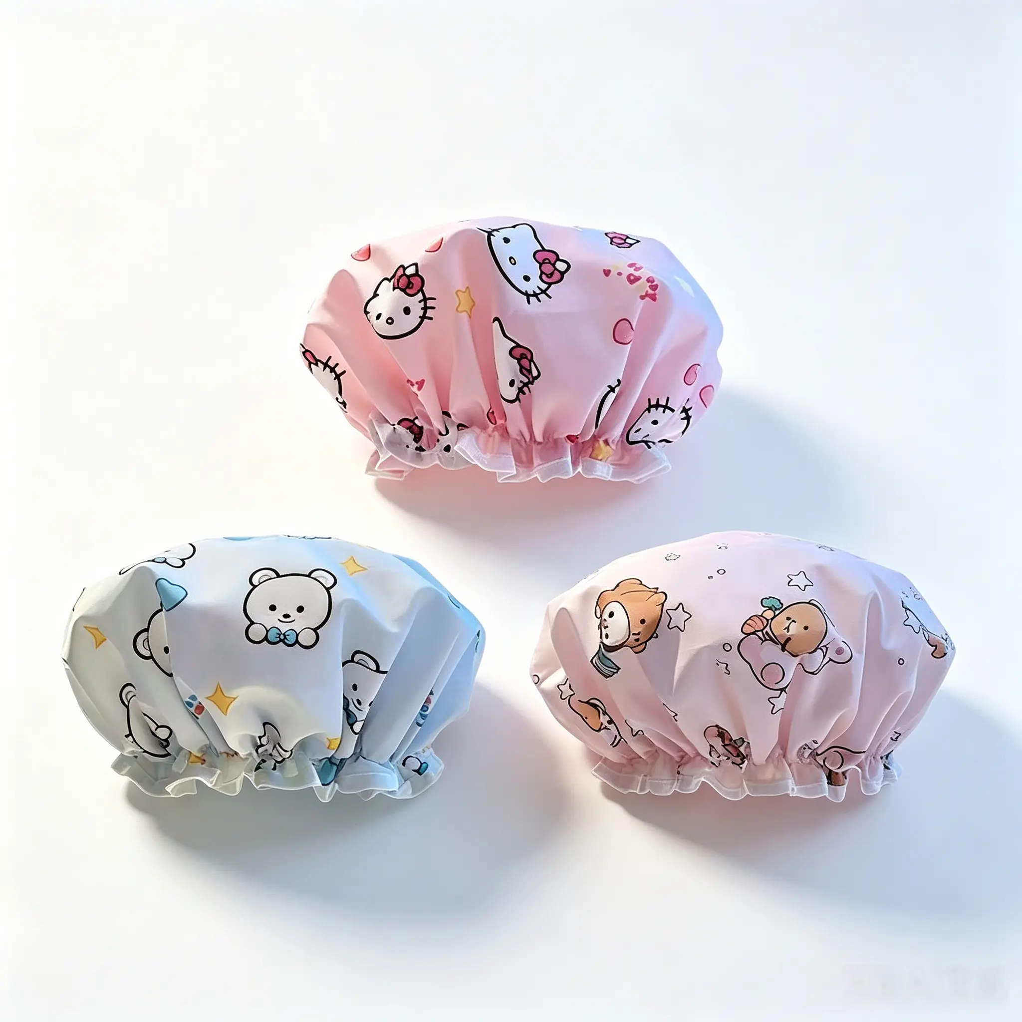 Viral TikTok Sanrio Hello Kitty Waterproof Printed Bath Cap Kawaii Reusable Shower Cap for Daily Bathing & Spa