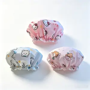 Viral TikTok Sanrio Hello Kitty Waterproof Printed Bath Cap Kawaii Reusable Shower Cap for Daily Bathing & Spa
