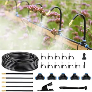 360? Automatic Drip Irrigation Kit - Adjustable Universal Spray Nozzle, Heavy-Duty Copper Atomizing System for Garden/Lawn/Greenhouse - Multi-Directional Rotation & Quick Connectors, 16FT