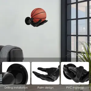 Hand-Shaped Sports Ball Display Rack Set, Wall-Mounted Basketball and Football Holder, Easy Installation, Space-Saving Room Decor