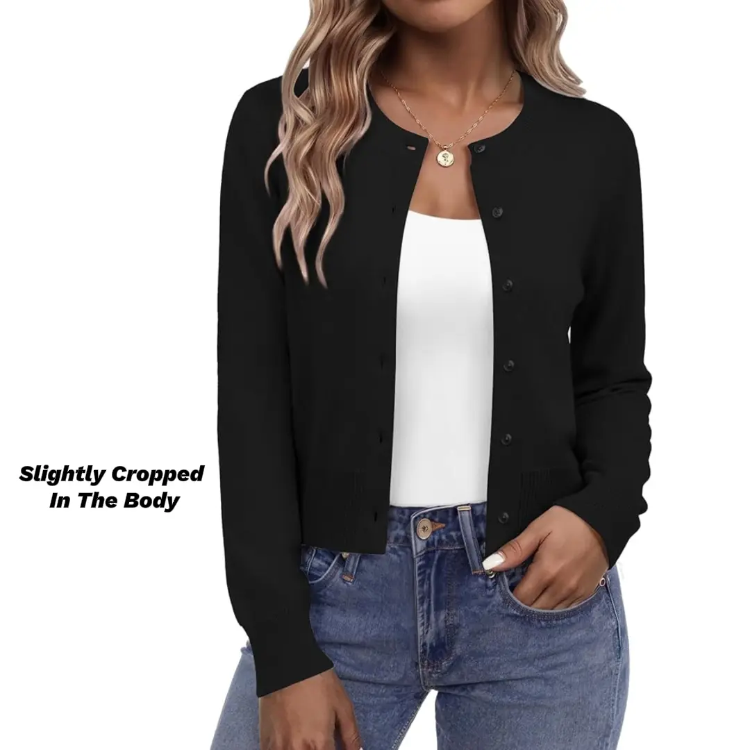 Cropped Cardigan Sweaters For Women 2026 Crew Neck Button Down Open Front Knit Bolero Shrugs  Elegant Jackets Coats summerwins Fit Womenswear