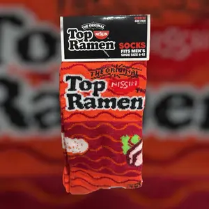 Top Ramen Socks - Classic Instant Noodle Design - Soft and Breathable Material - Range of Sizes