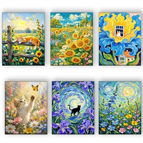 Modern Paint By Numbers Kit for Beginners - 24 Colors Art Supplies Set, Colorful Paint Canvases for Painting, DIY Craft Ideas for Home Wall Decor
