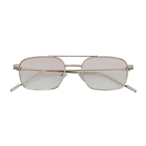 NEUMANN - Retro Small Metal Rectangle Sunglasses Silver Pink-Clear Fade