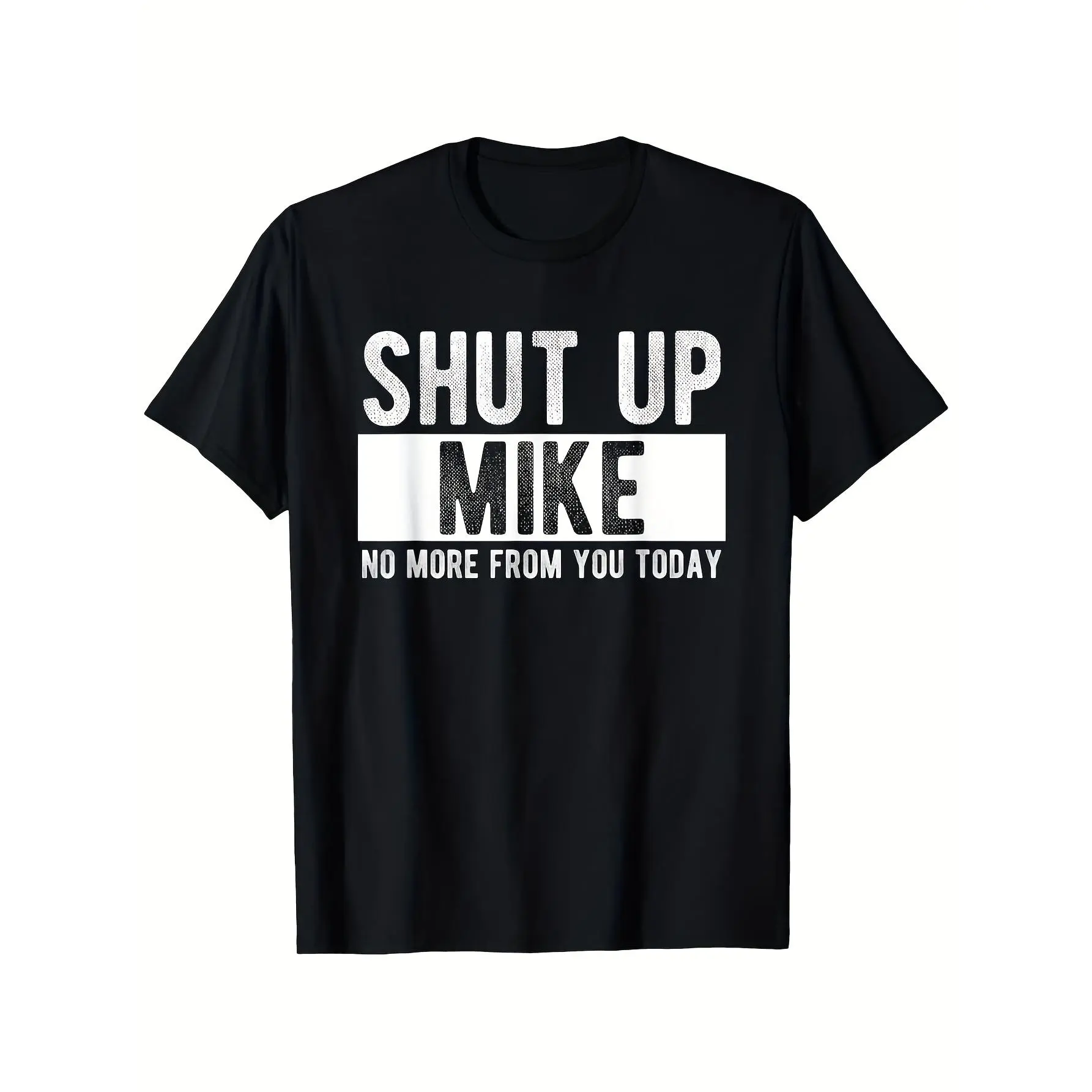 Men's Funny 'Shut Up Mike' Graphic Short-Sleeve T-Shirt, Casual Round Neck Stretchy Menswear Top, Machine Washable, S-XL Sizes, Streetwear Tee for Everyday Outdoor Activities, Shortsleeve Tshirt