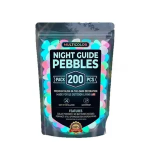 200pcs Multicolor Glow in The Dark Garden Pebbles, Luminous Decorative Stones for Outdoor Yard Patio Walkway, Reusable Light-up Rocks for Fish Tank Aquarium Decoration