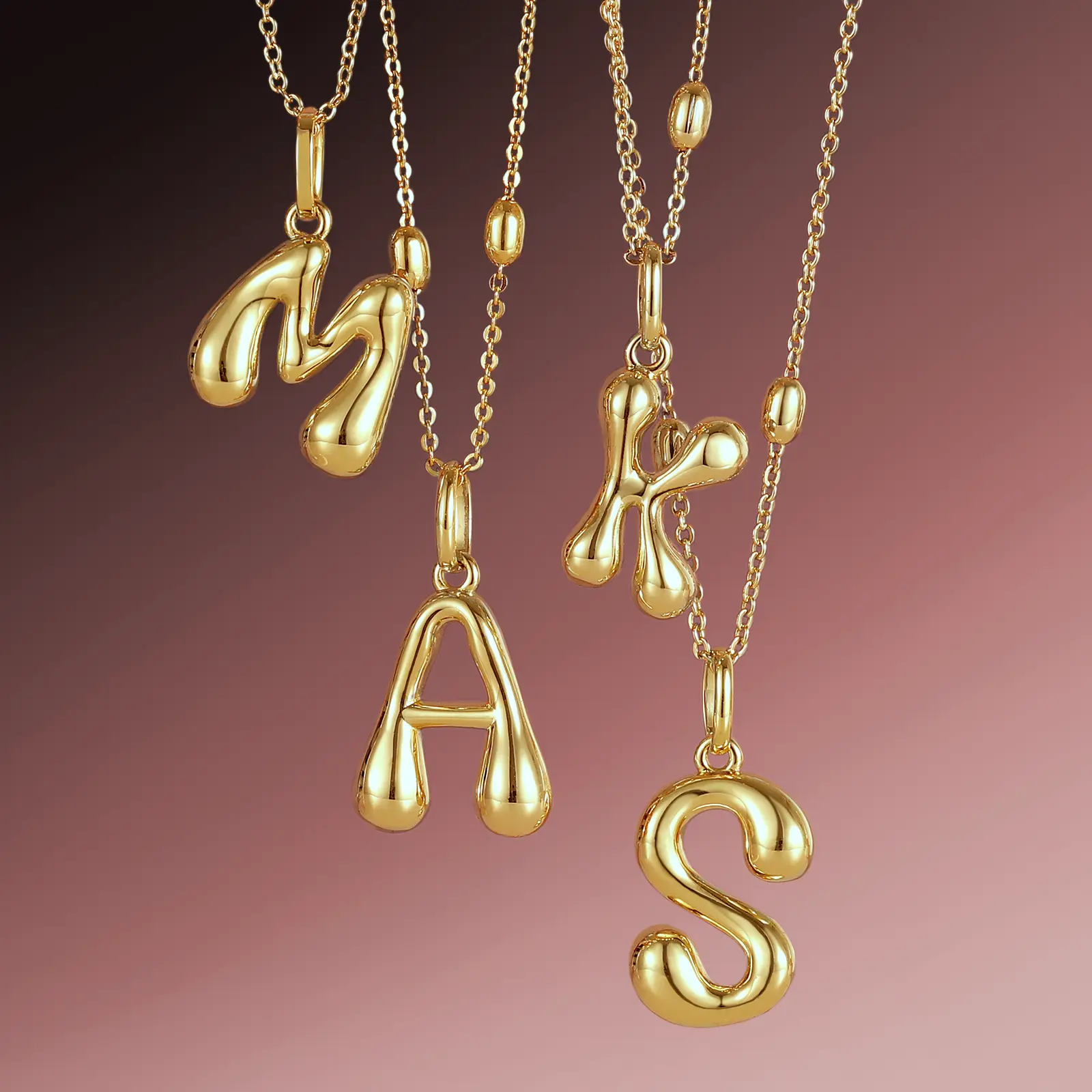 KissYan Bubble Letter Necklace,14K Gold Plated Silver Balloon Initial Pendant with Bead Chain Dainty Jewelry Gift for Women & Jewelry for Christmas Gifts TikTokShopHolidayHaul