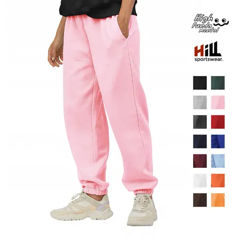 HILL SPORTSWEAR Men's Plain Fleece Sweatpants Casual Jogger 3 Pockets Active Sweatpants Unisex Casual Cotton Polyester Mid Waist Plain Black White Gray Navy