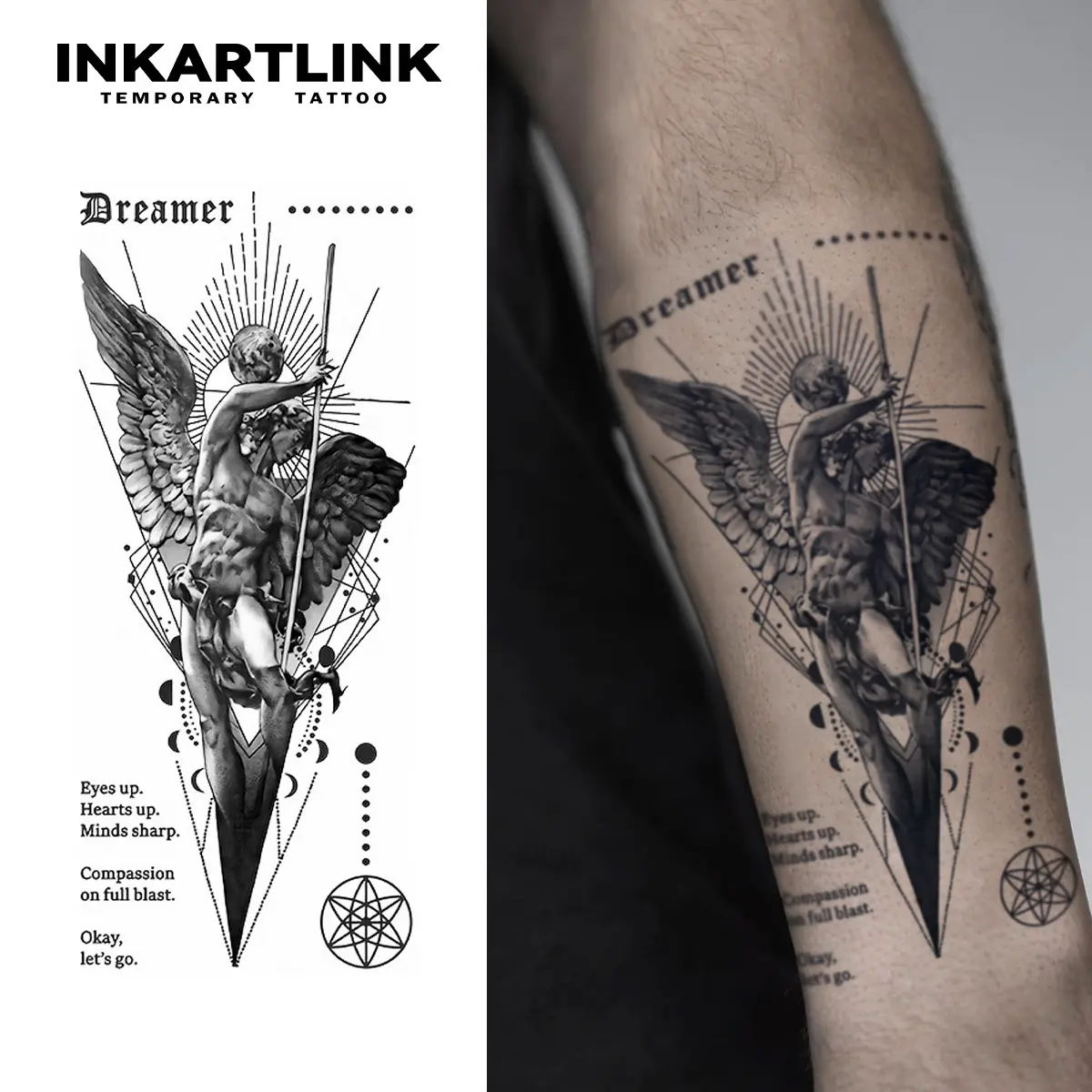 INKARTLINK Realistic Art Semi-Permanent Tattoos for Adults, Long-Lasting 1-2 Weeks, Waterproof Fake Tattoos with No-Reflection Finish for All Skin Types