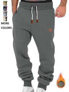 Warm Fleece Lined Sweatpants,Ideal Christmas Gift,Two Pocket Design,Elastic Waist with Drawstring,Fall & Winter Men Fitness Pants, Perfect for Outdoor Activities,Athleisure Style Pants
