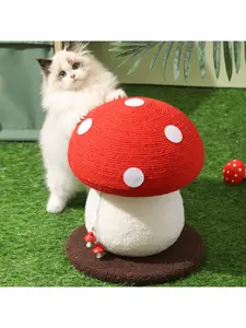 Enchanting Red Mushroom Cat Kitten Scratch Playhouse Toy | Colorful Home Decor Design Christmas Gift