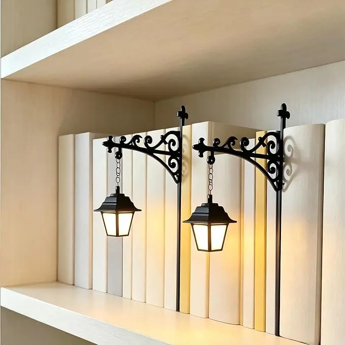 Library Lantern-Decorative Bookshelf Lighting, Reading Book Shelf Lights for Bookworms, Antique Led Books Nook Lamp Ornament for Study Reading Corner Home Library, Unique Gift for Book Lovers
