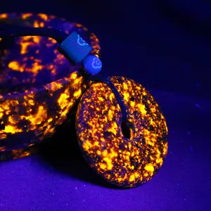 UV Glowing Yooperlite Round Donut Flame Stone Natural Crystal Pendant Healing Reiki Amulet Protection Lucky Necklace Gift