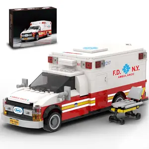 Realistic Ambulance Building Block Set - Emergency Rescue Vehicle Model KitCollectible Display Toy Gift for Teens & Adults 14+