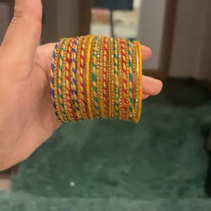 Afghani Organic Handmade Vibrant Multicolor Bangles Set for Women Traditional Indian Jewelry with Gold Accents Perfect for Festive Outfits