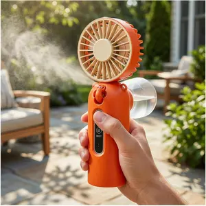 Portable Misting Fan, 20-40um Venturi  with IceMask  Cooling Tech, 4000mAh 15H , 115ml  Handheld Fan for Theme Parks,  Events,  Festivals & Travel(Orange)