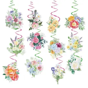 24PCS Spring Hanging Swirls Flowers Butterfly Hanging Decorations , Wall Ceiling Hanging Supplies Favors Spring Summer Birthday Party Decorations for Women Birthday Easter Party Baby Shower Mother's Day Wedding Supplies