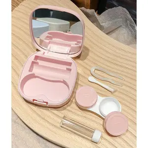Contact Lens Travel Kit with Cleaner Washer, Portable Contact Box with Mirror Tweezers Remover Tool Solution Bottle for Daily Outdoor