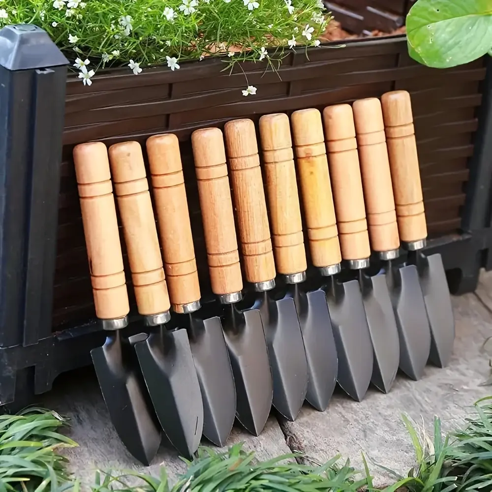 10/15pcs Mini Garden Trowel with Wooden Handle, Narrow Hand Shovel for Planting Weeding Digging, Heavy Duty Gardening Tool for Flower Beds Bonsai Potted Plants
