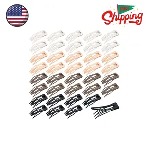 40 Pieces Snap Hair Clips Grip Hair Metal Barrettes Black, Dark Brown, Beige, Cream