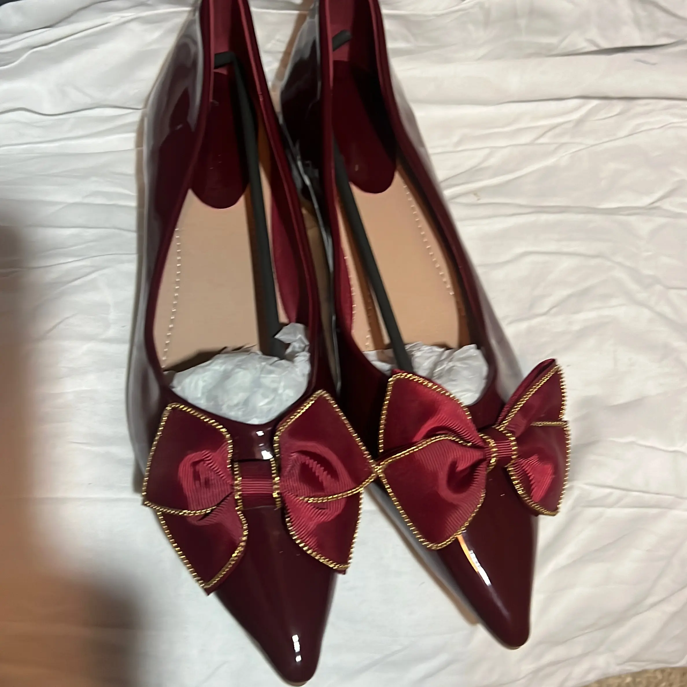 Chvmeilian women shoes. Rouge Bordeau Business Low Heel (1-3 cm)