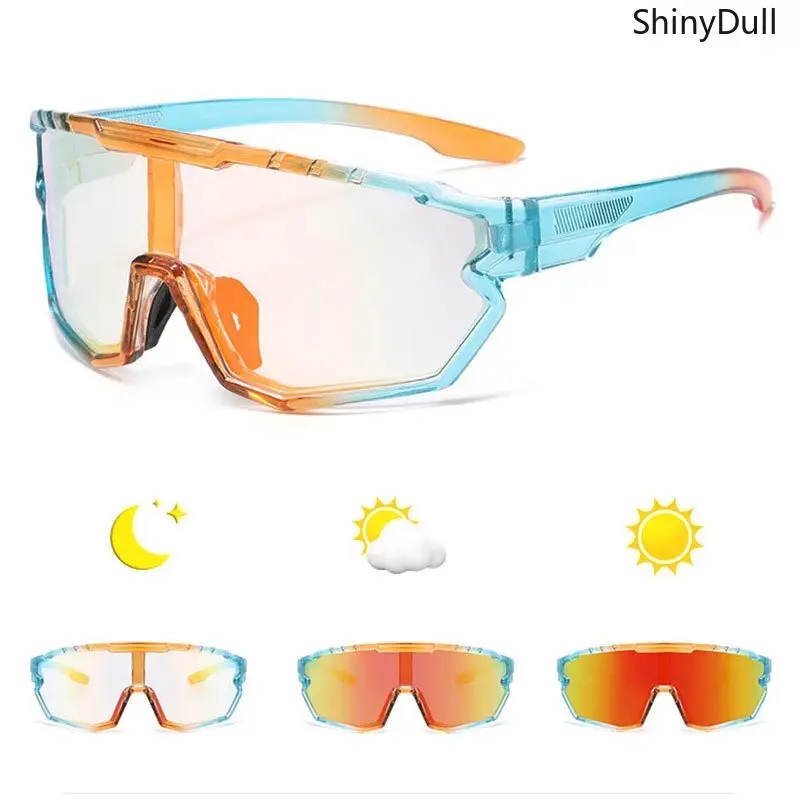 Auto-Darken Sports Cycling Sunglasses for Men & Women, Windproof Polycarbonate Lenses with Anti-Glare UV400 Shield for Outdoor Riding