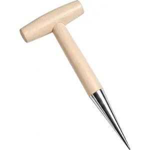 Dibber Planter Tool, Bulb Hand Dibbler Gardening Tool with Depth Markings, 11'' Garden Wooden Bulb Planting Tool with Metal Tip for Garlic, Tulips, Daffodils, Vegetable & Flower