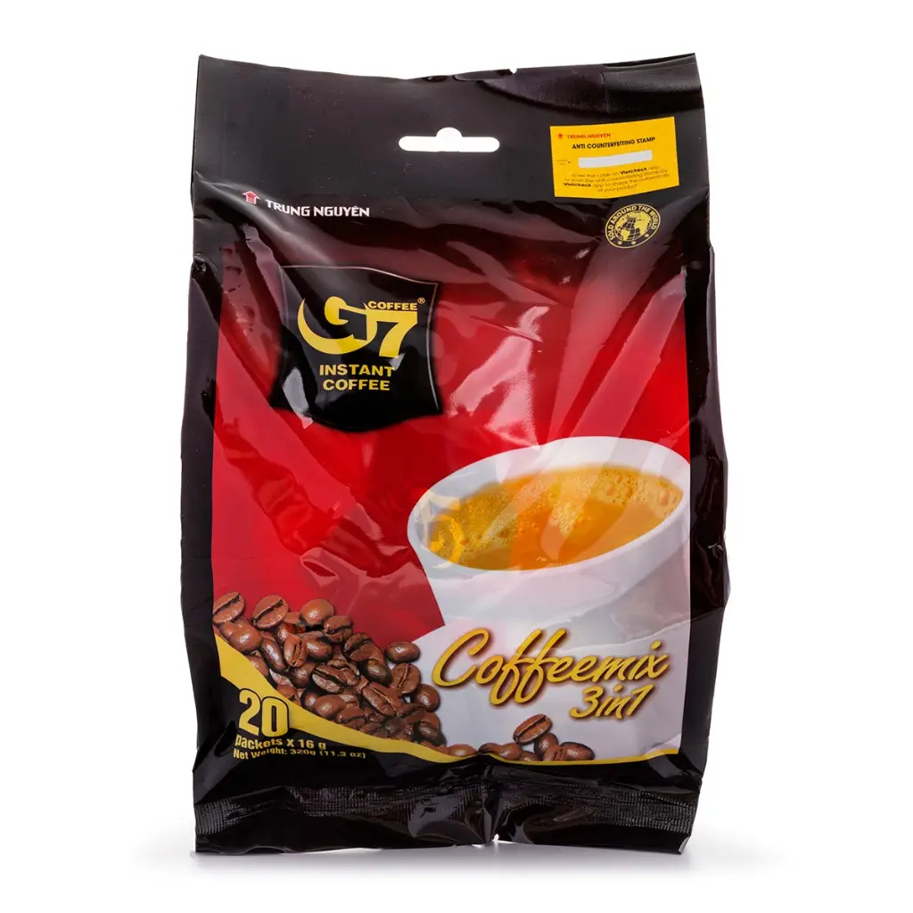G7 Instant Coffee 3 in 1 Coffee Mix, 20 packets (servings) per Bag - Popular Vietnamese Coffee