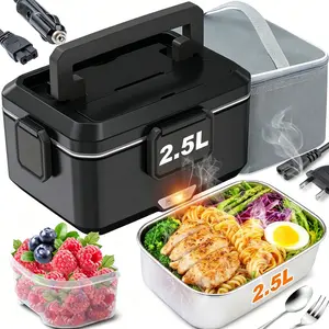 Multi Color Choice Portable Electric Heated Lunch Container, Indicator Light Heating Status Reminder Outdoor Picnic