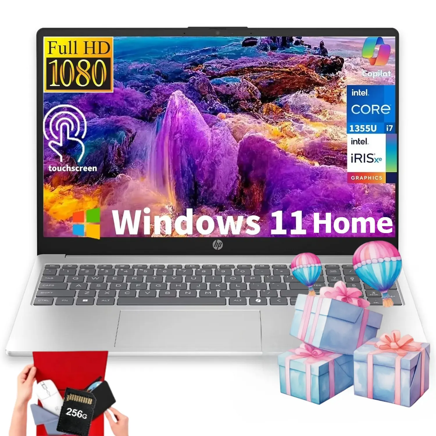 HP 15.6" FHD Touchscreen Business Laptop | Intel Core i7-1355U Up to 5.0GHz | Wi-Fi 6 | HD Webcam | HDMI | Copilot AI | Windows 11 Home | Up to 32GB RAM 512GB SSD | Bundle Accessory Included