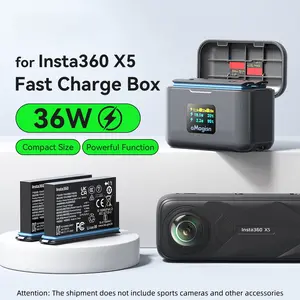 Insta360 X5 Battery Fast Charging Box with Screen, Storage Case for Sports Camera Accessories, Essential Gear for Travel & Outdoor Use