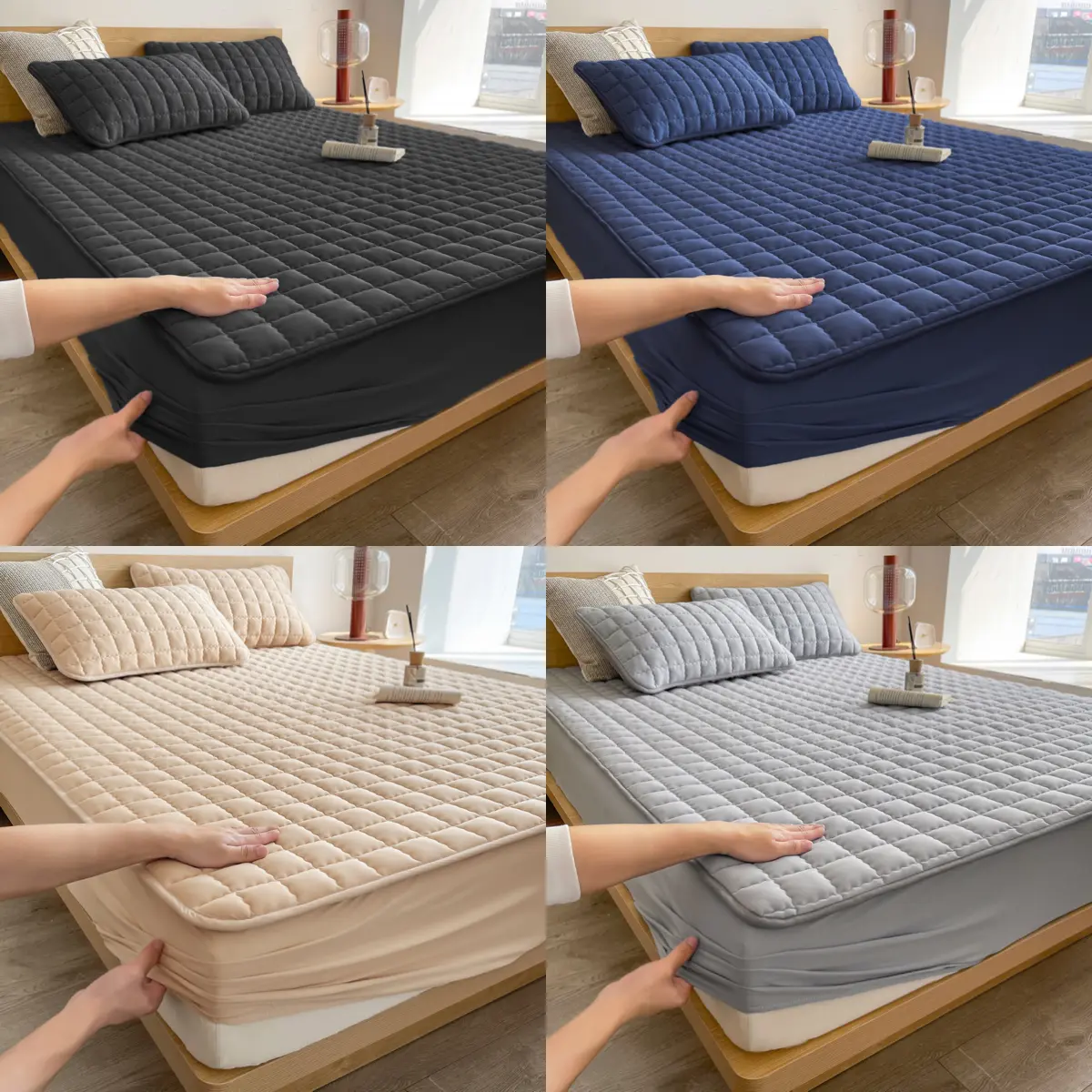 [bedsleep] 1pc Waterproof Mattress Protector Twin/Full/Queen/King Soft Breathable Elastic Fitted Sheet Style Bed Cover for Kids, Pets, Elderly, Adults Noiseless Deep Pocket Mattress Pad for Home, Guest Room, Dorm, Hotel Waterproof Bedding Sheet