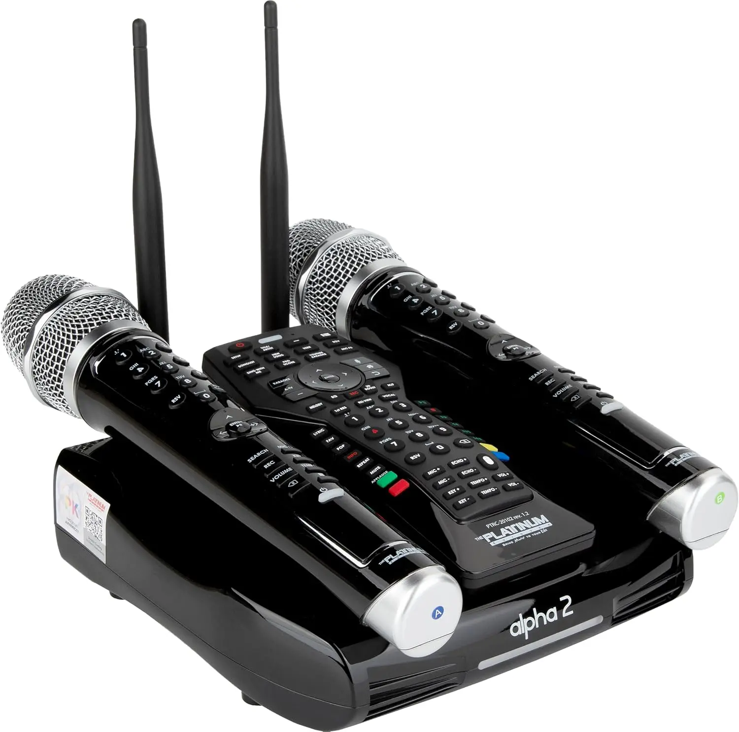 The Platinum Karaoke System for Adults Features Dual UHF Metal Wireless Dynamic Mic,Supports 4K UHD Movie Playback,and Comes preloaded with Over 23K Songs,7K Filipino Tagalog,4K Hindi,and 12K English